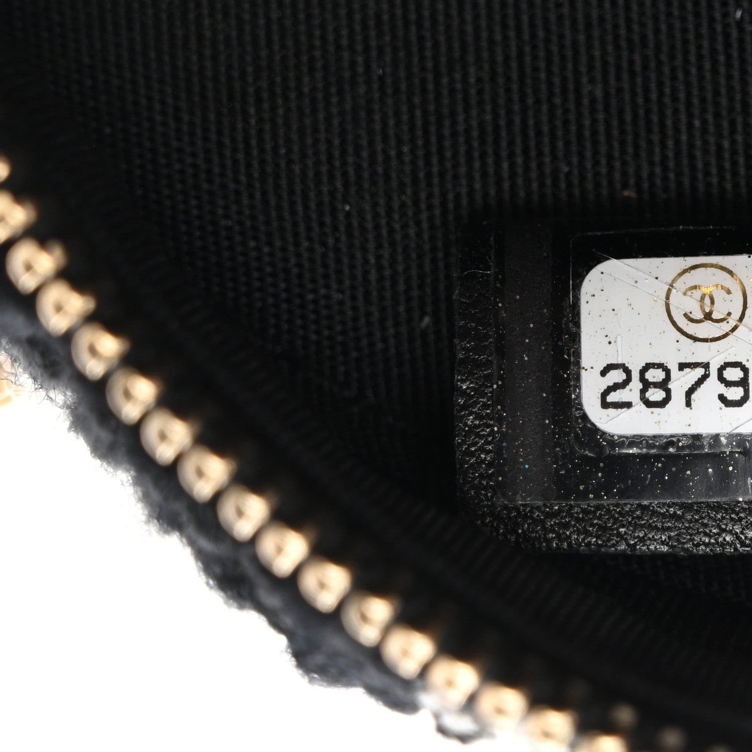 Chanel Wool Tweed Lambskin Quilted Chanel 19 Round Clutch With Chain and Coin Purse Black White