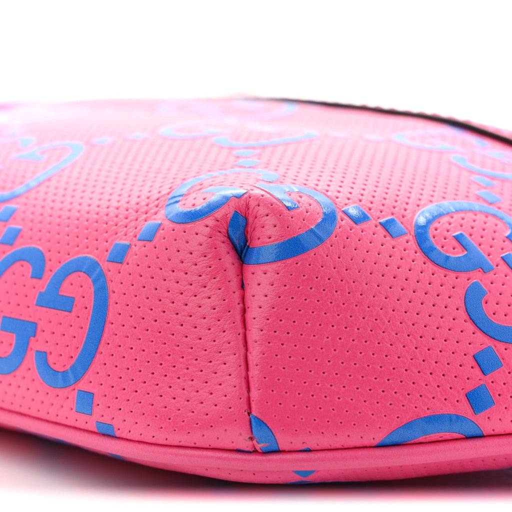 Gucci Calfskin GG Tennis Bi-Color Embossed Belt Bag Modern Fucsia Modern Blue