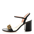 Gucci Lifford Calfskin GG Marmont Ankle Wrap 105mm Sandals 37 Black