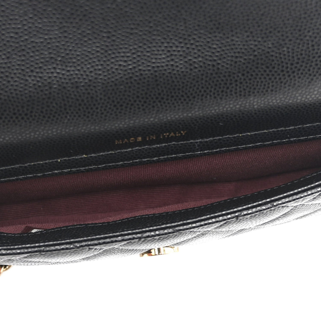 Caviar Quilted Flap Phone Holder With Chain Black