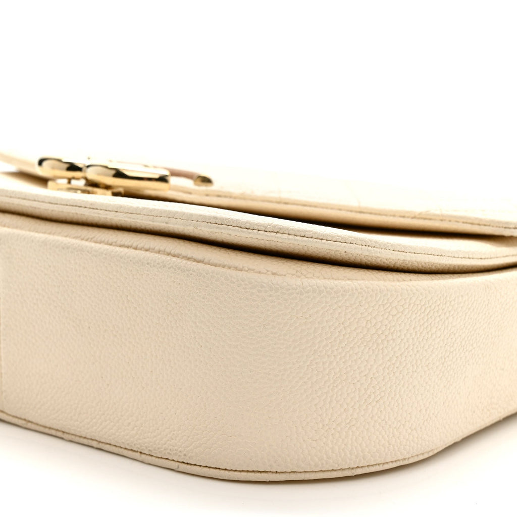 Chanel Grained Calfskin Quilted Small Cuba Top Handle Flap White