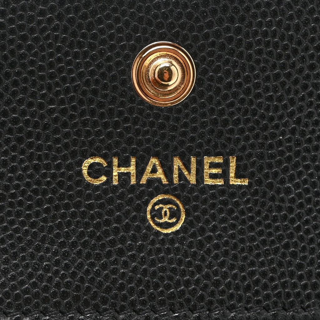 Chanel Caviar Quilted Compact Boy Wallet Black