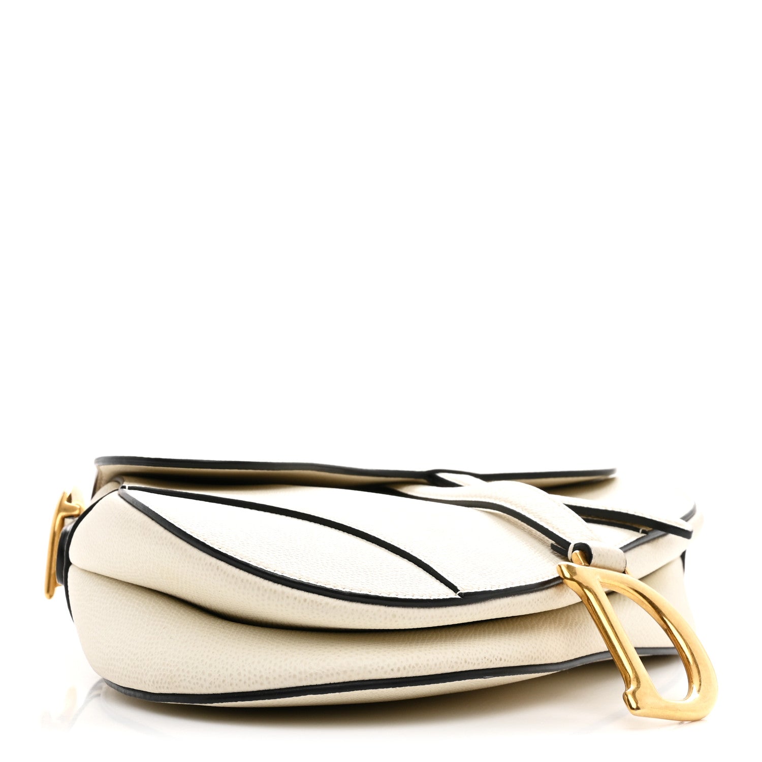 Christian Dior Grained Calfskin Saddle Bag White