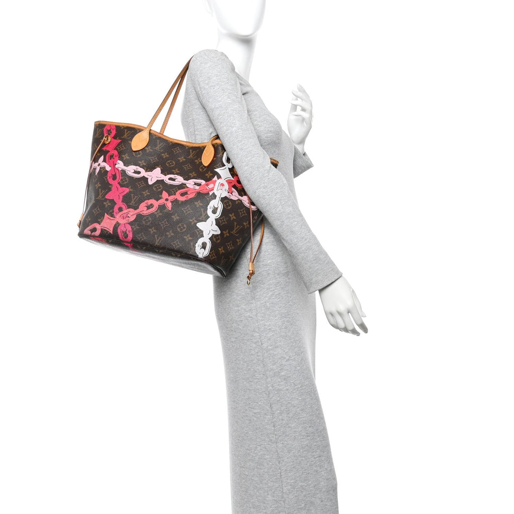 Louis Vuitton Monogram Bay Neverfull MM Rose Ballerine Poppy