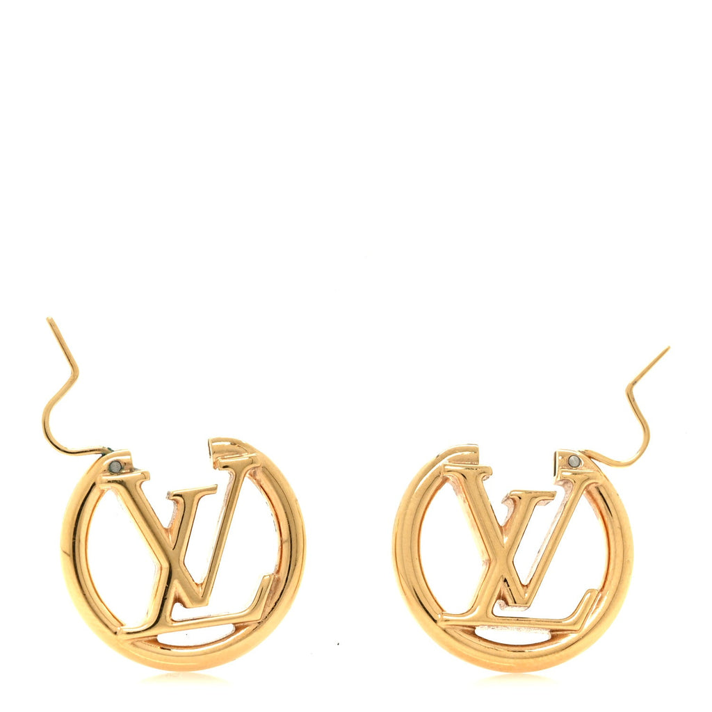 Louis Vuitton Metal Small Louise Hoop Earrings Gold