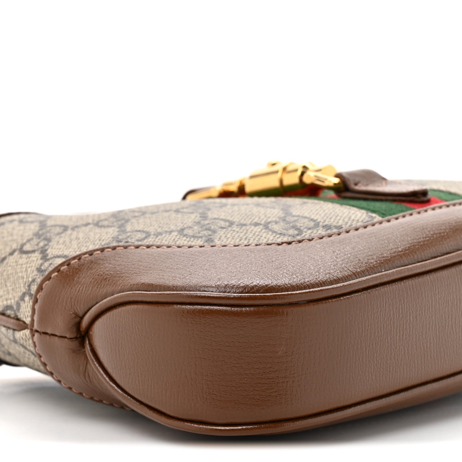 Gucci GG Supreme Monogram Azalea Calfskin Web Mini Jackie 1961 Hobo Beige Ebony Brown Sugar