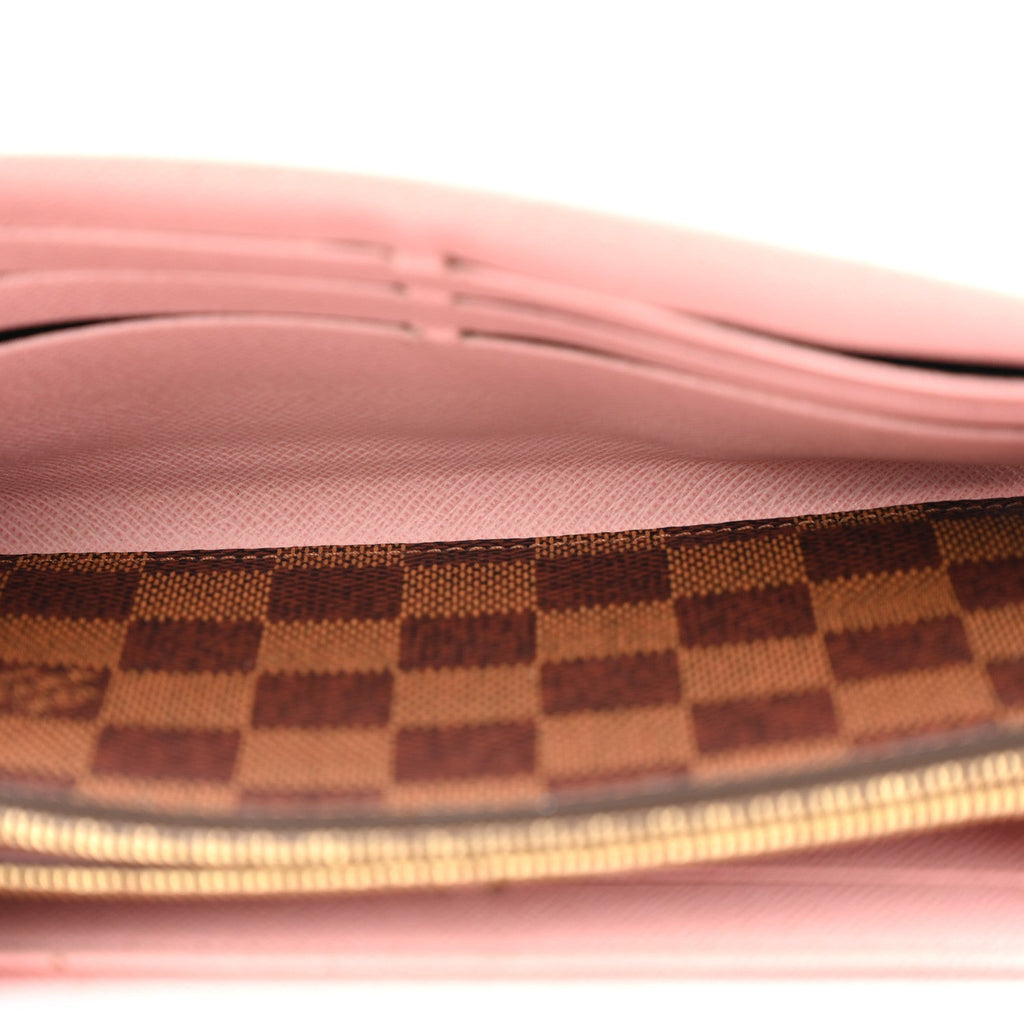 Louis Vuitton Damier Ebene Studded Sarah Wallet NM Rose Ballerine