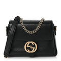 Gucci Dollar Calfskin Interlocking G Crossbody Bag Black