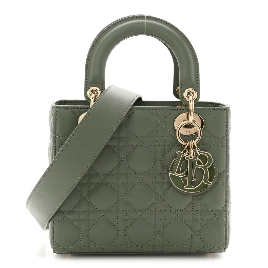 Christian Dior Lambskin Cannage Small My ABCDior Lady Dior Peyote Green