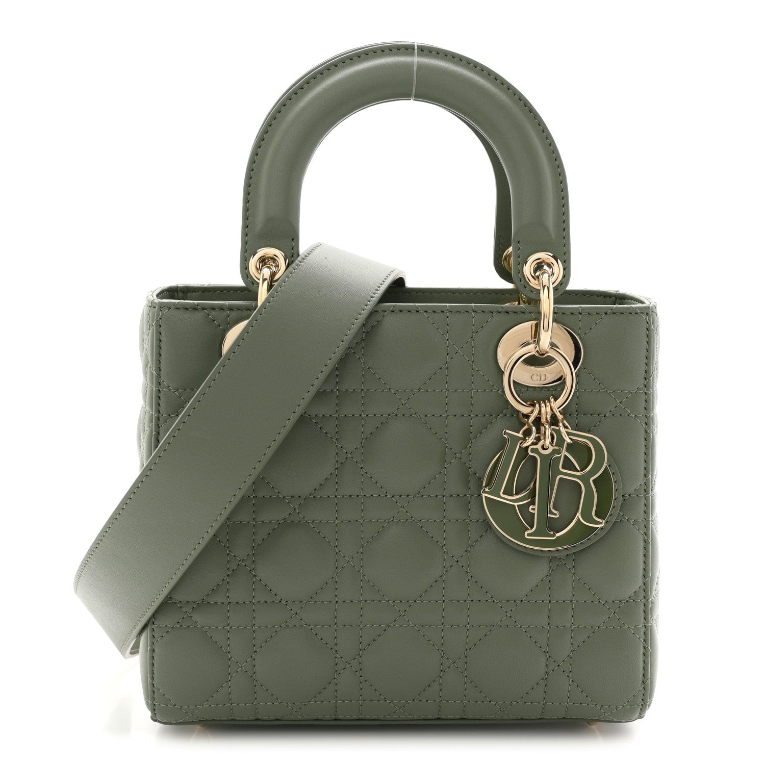 Christian Dior Lambskin Cannage Small My ABCDior Lady Dior Peyote Green