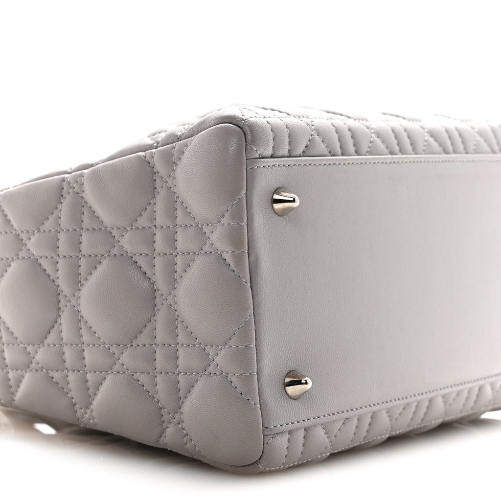 Christian Dior Lambskin Cannage Medium Lady Dior Grey