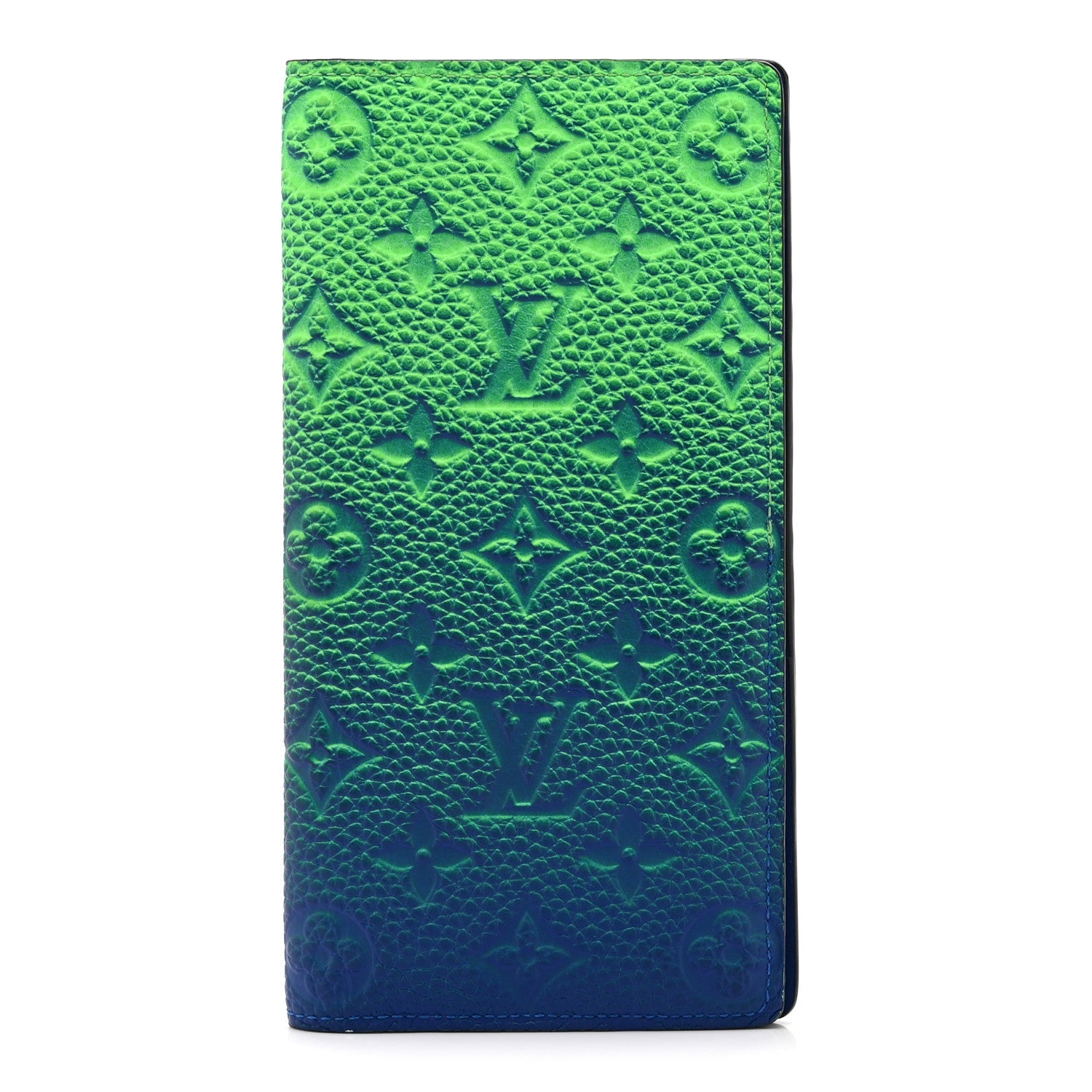 Louis Vuitton Taurillon Illusion Brazza Wallet Bleu Vert