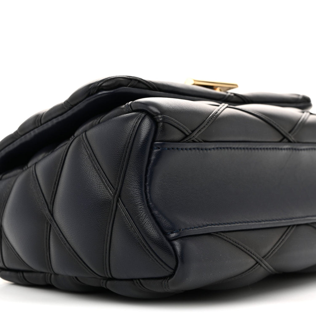 Louis Vuitton Lambskin Malletage Top Handle GO-14 MM Bleu Marine