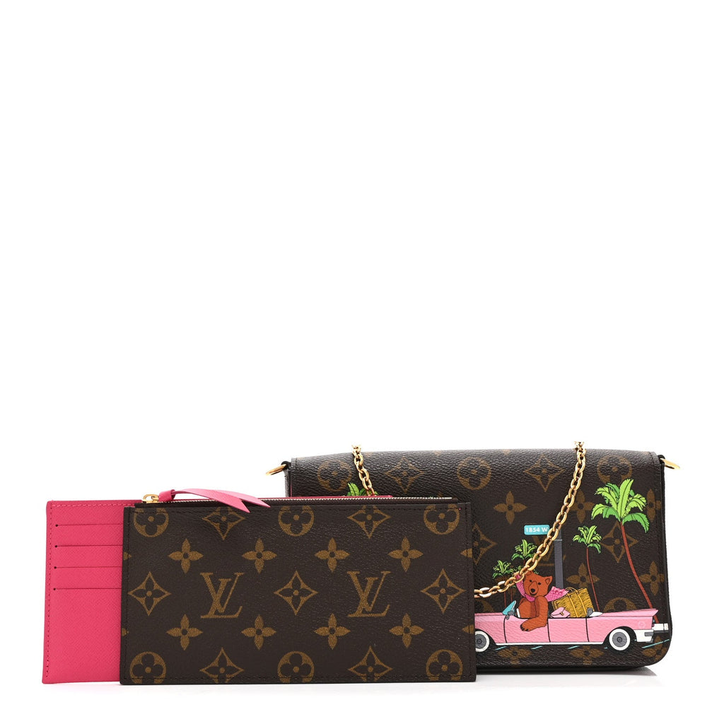 Louis Vuitton Monogram 2021 Christmas Animation Hollywood Pochette Felicie Chain Wallet Fuchsia