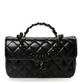 Chanel Lambskin Quilted Small Coco Pop Top Handle Flap So Black