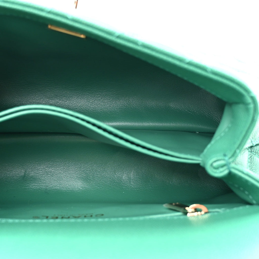 Chanel Caviar Quilted Mini Coco Handle Flap Green