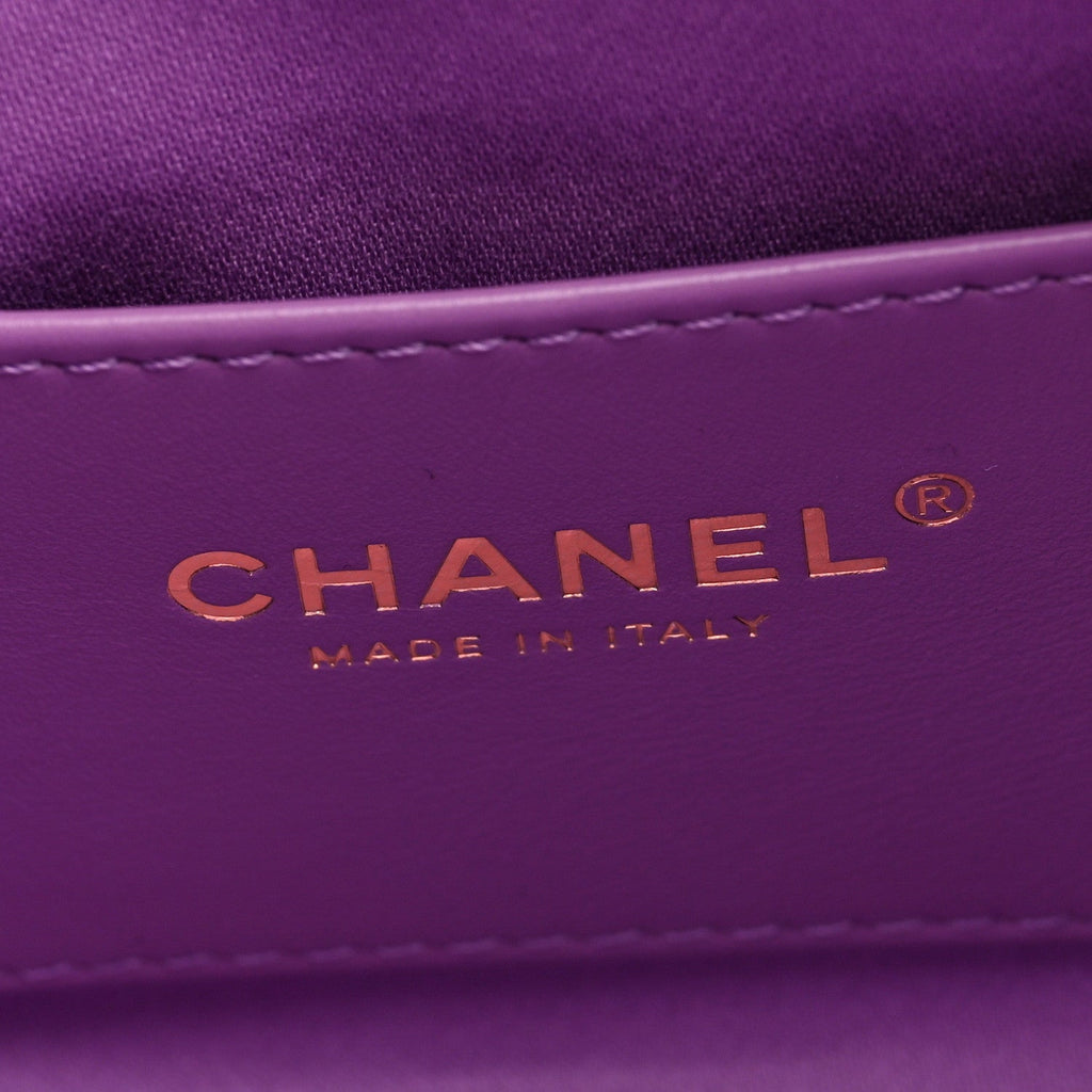 Chanel Suede Quilted Mini Chanel 25 Handbag Purple