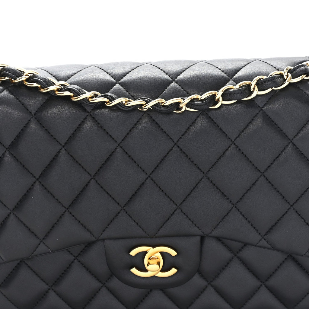 Chanel Lambskin Quilted Jumbo Double Flap Black