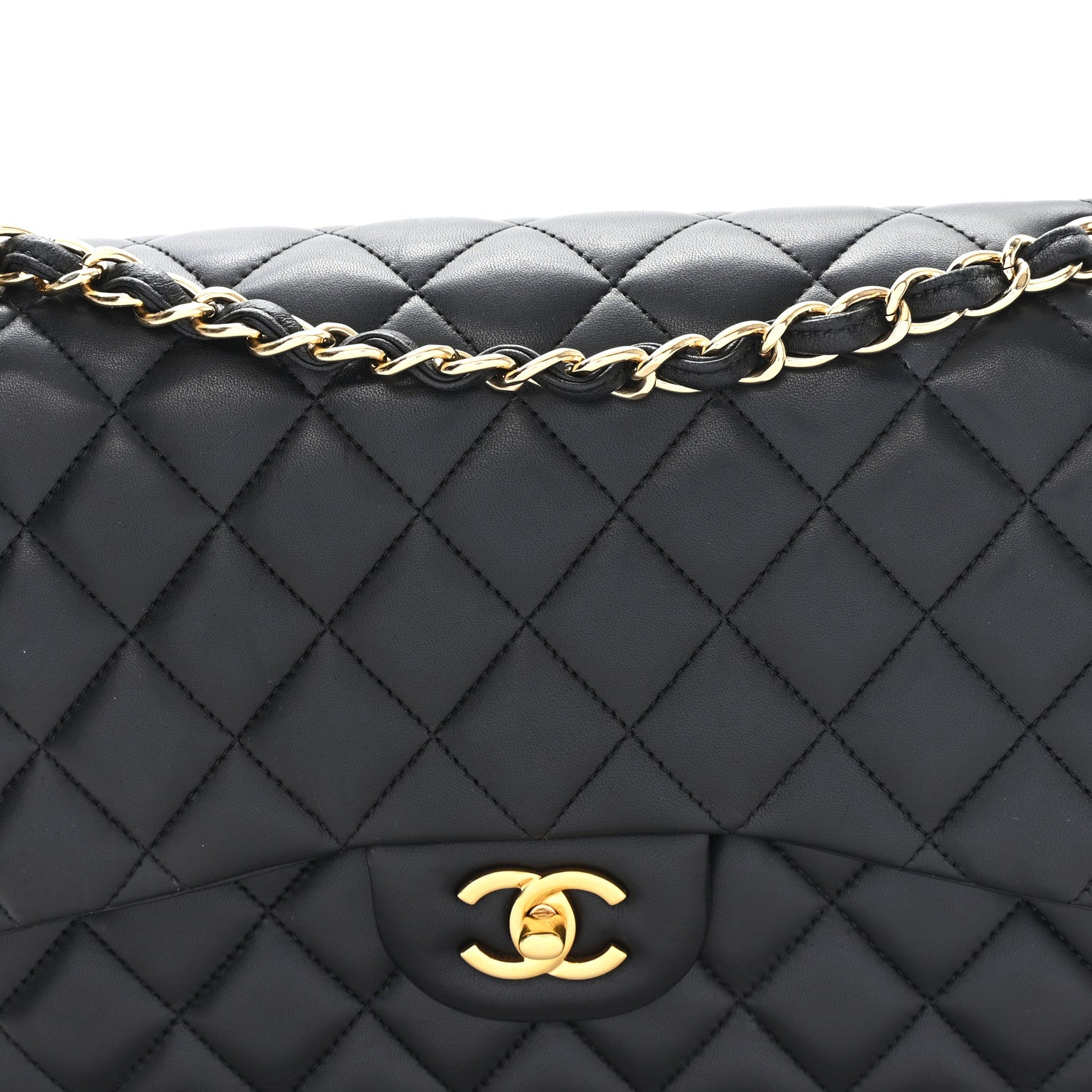Chanel Lambskin Quilted Jumbo Double Flap Black