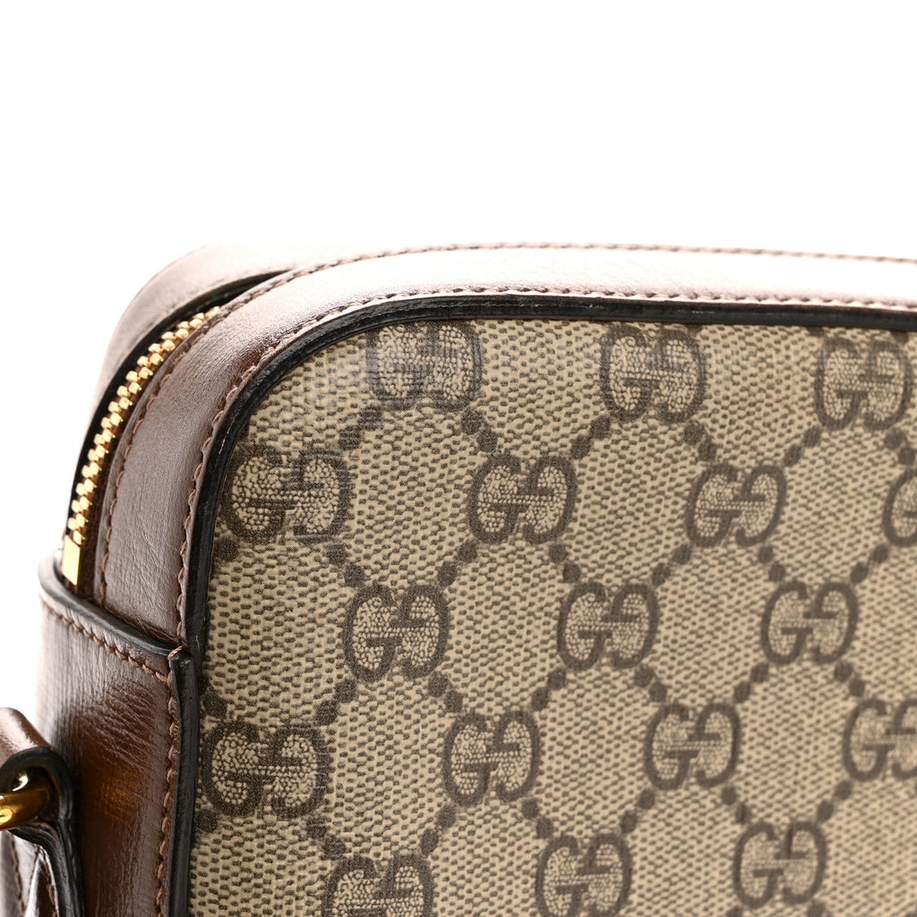 Gucci GG Supreme Monogram Small Horsebit 1955 Shoulder Bag Beige Brown Sugar