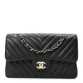 Chanel Caviar Chevron Quilted Small Double Flap Black