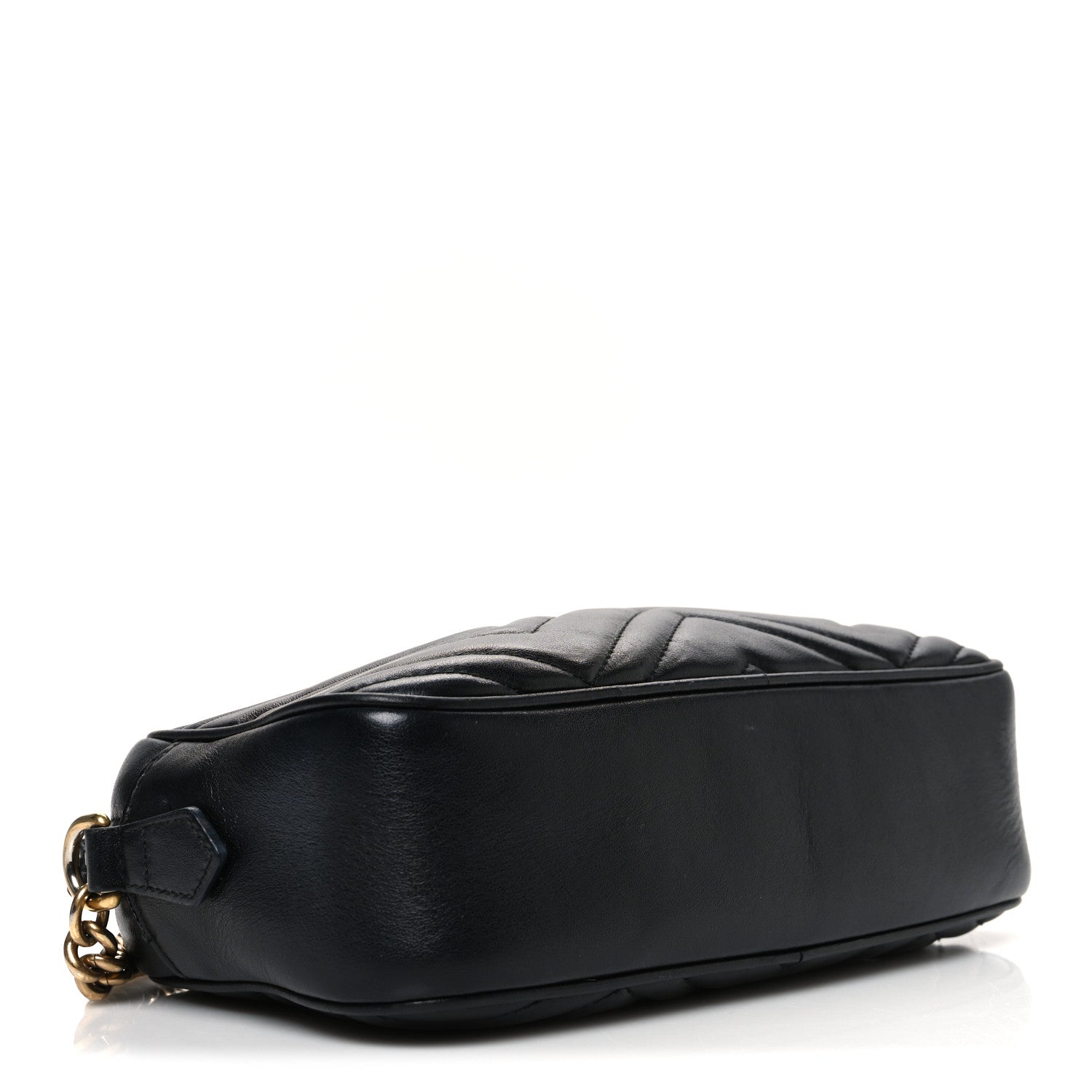 Gucci Calfskin Matelasse Small GG Marmont Chain Shoulder Bag Black