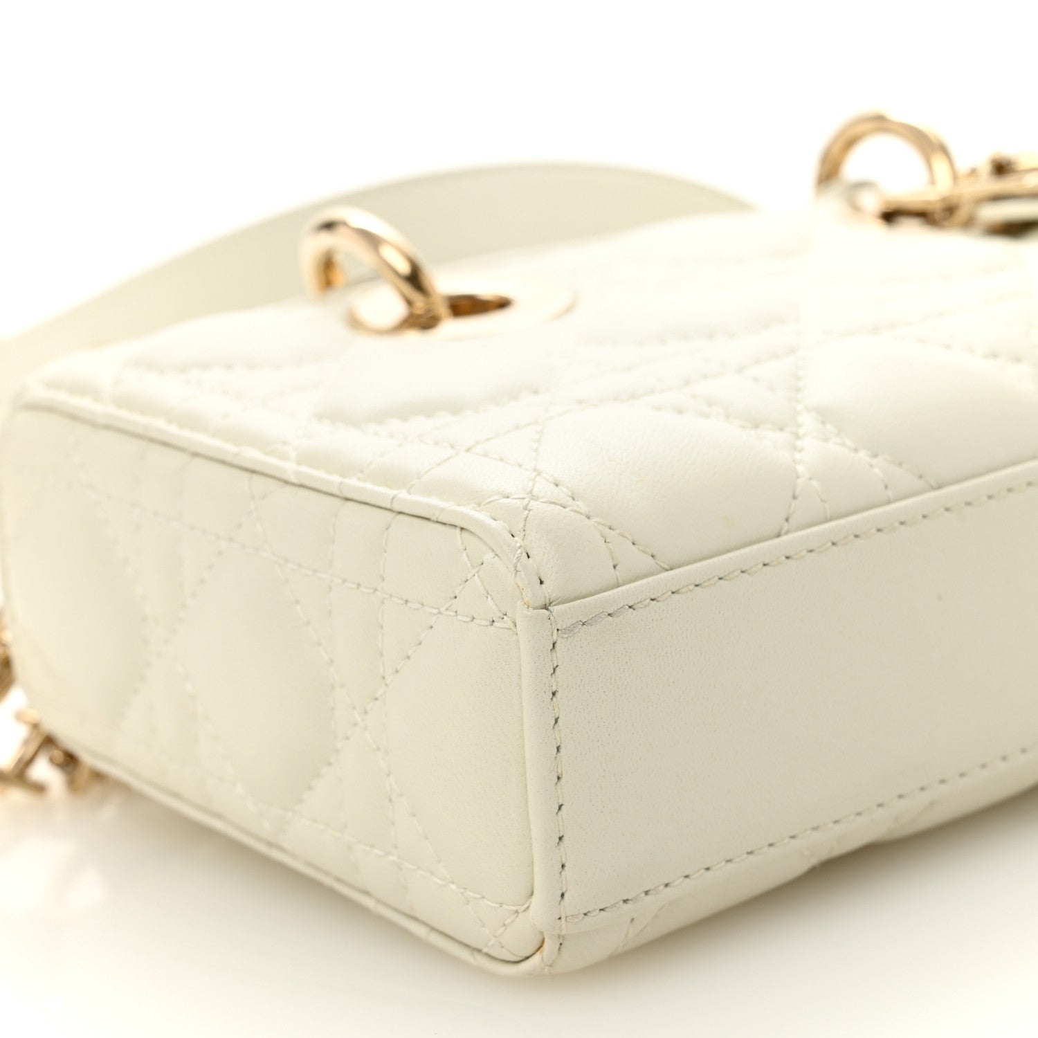 Christian Dior Lambskin Cannage Small Lady D-Joy Latte