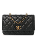 Chanel Pearly Caviar Quilted Fit For You Wallet On Chain WOC Black