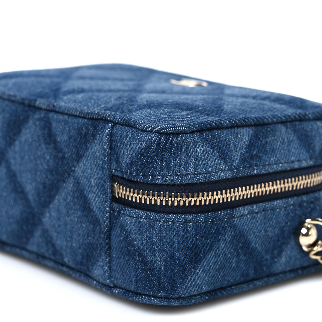 Chanel Printed Denim CC Camera Case Blue