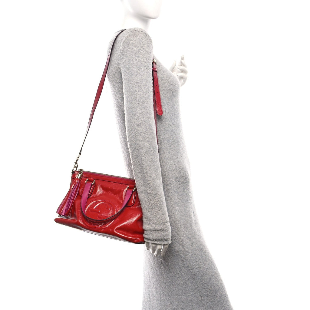 Gucci Vernice Naplack Small Soho Top Handle Satchel Uniform Red