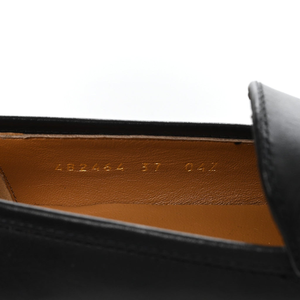 Gucci Betis Glamour Calfskin Womens Jordaan Loafers 37 Black