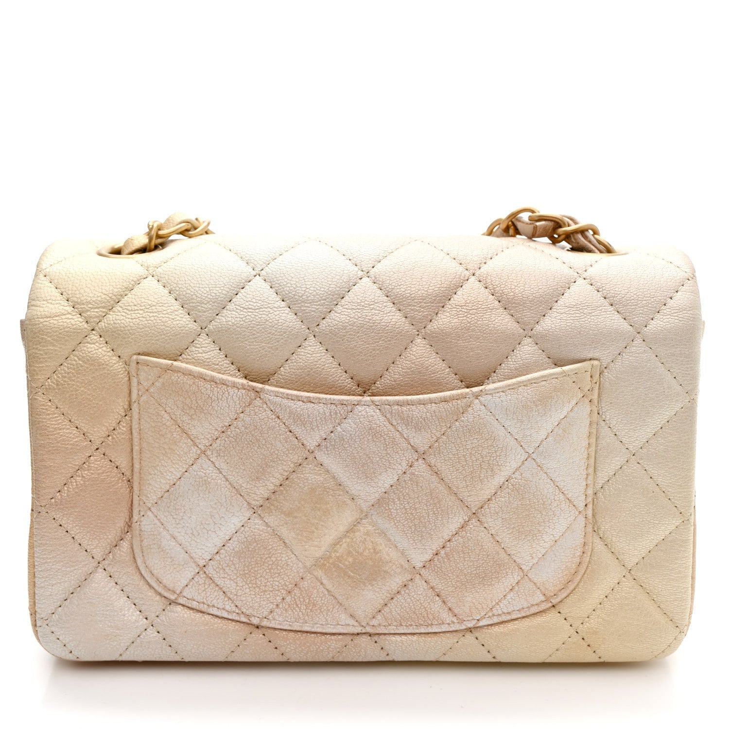 Chanel Metallic Goatskin Quilted Mini Rectangular Flap Gold