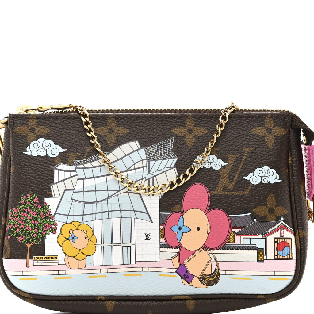 Louis Vuitton Monogram 2022 Christmas Animation Seoul Mini Pochette Accessories Fuchsia