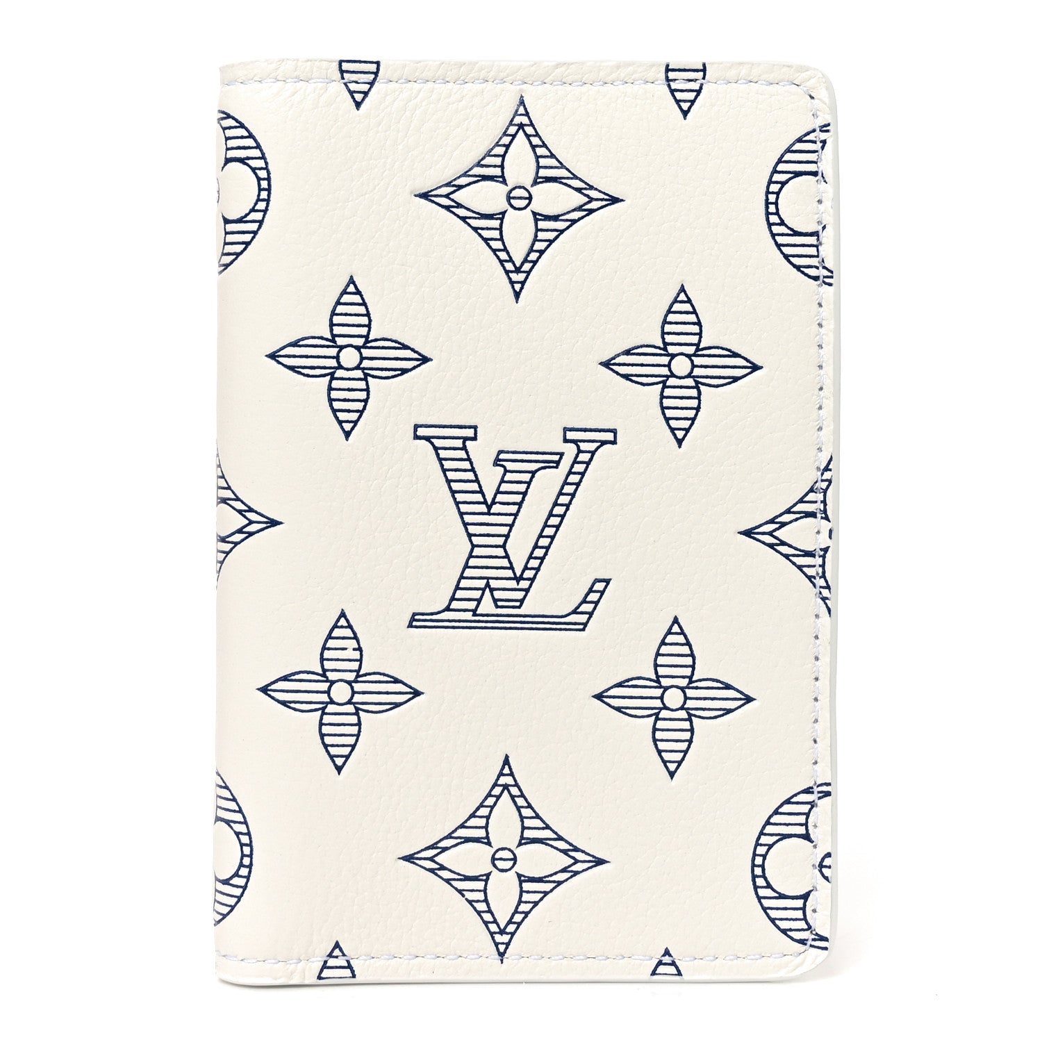 Louis Vuitton Calfskin Monogram Shadow Pocket Organizer NM White Navy