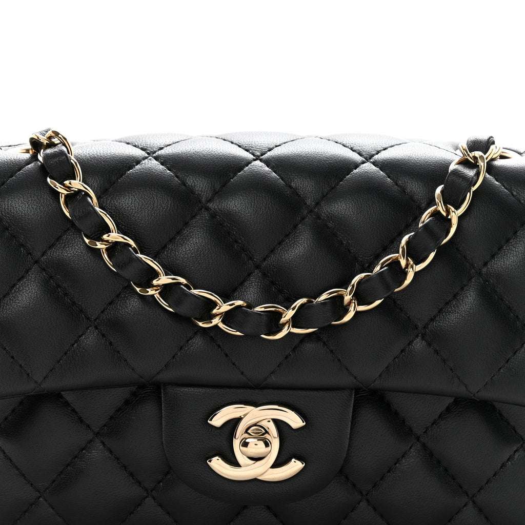 Chanel Lambskin Quilted Mini Rectangular Flap Black
