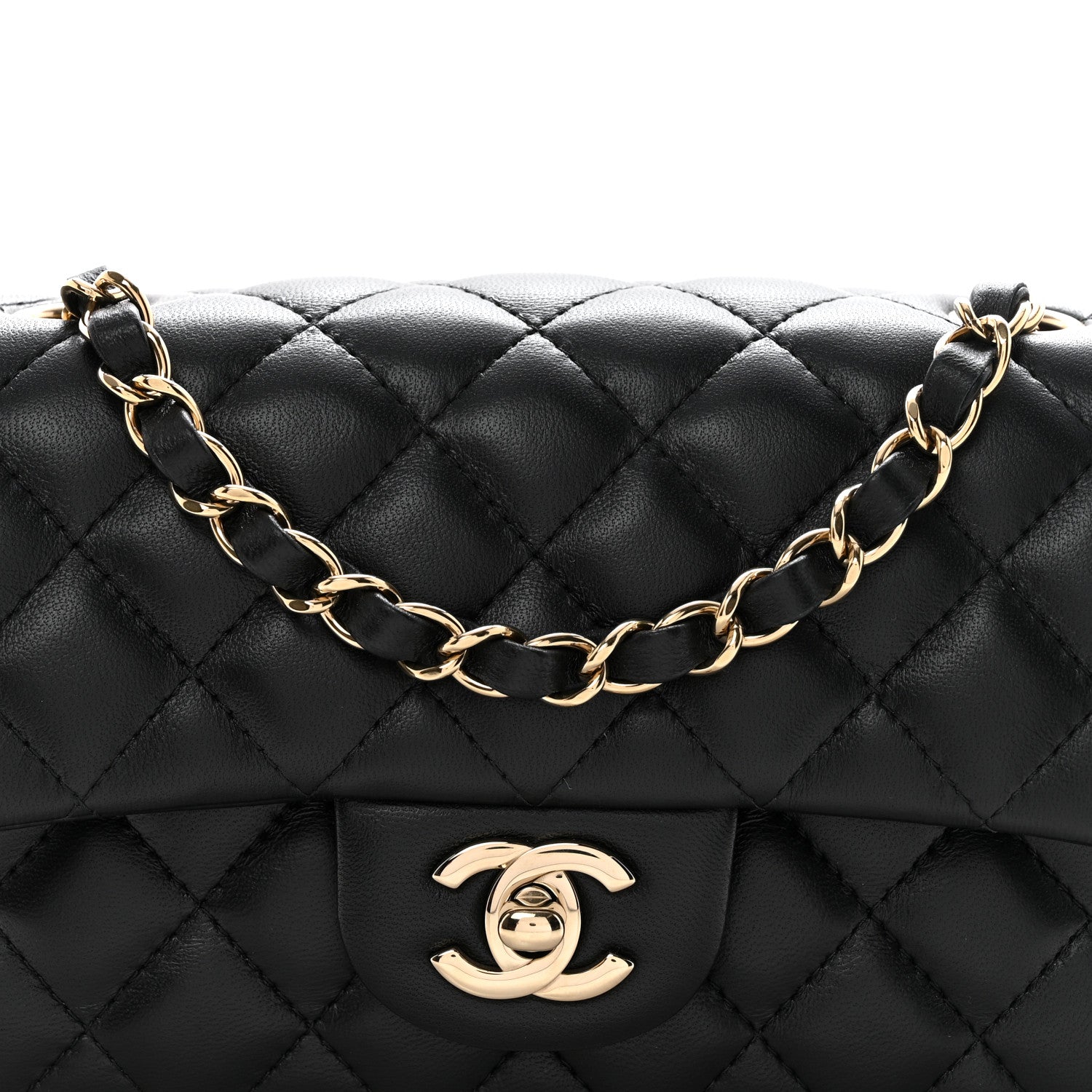 Chanel Lambskin Quilted Mini Rectangular Flap Black