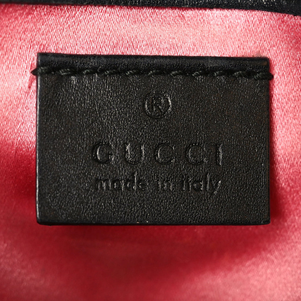 Gucci Calfskin Matelasse Super Mini GG Marmont Shoulder Bag Black White
