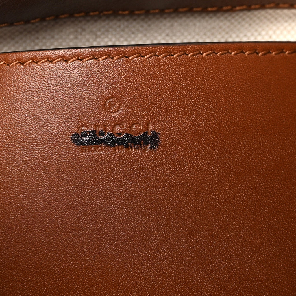 Gucci New Canvas Charisma Calfskin Crystal GG Monogram Mini Jackie 1961 Hobo Camel Ebony