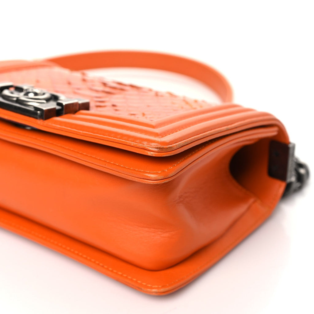 Chanel Snakeskin Small Boy Flap Orange