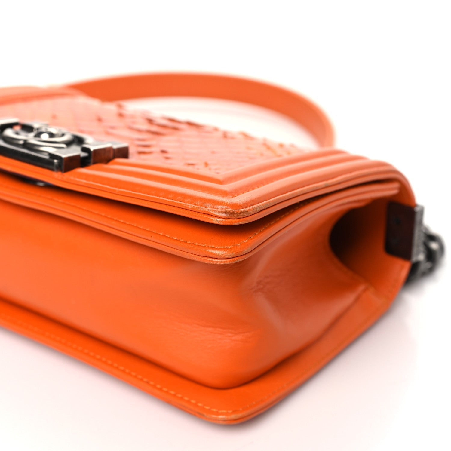Chanel Snakeskin Small Boy Flap Orange