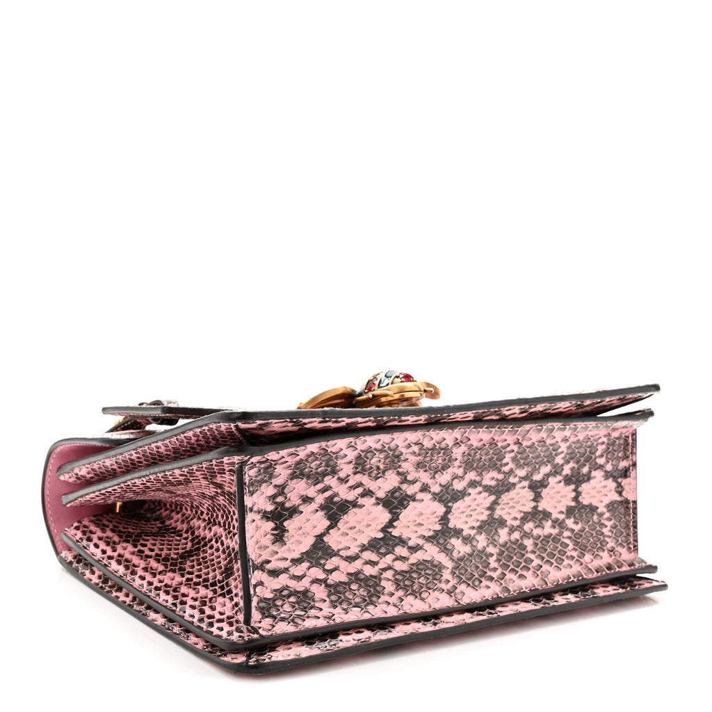 Gucci Snakeskin Sylvie Web Small Queen Margaret Top Handle Bag Pink