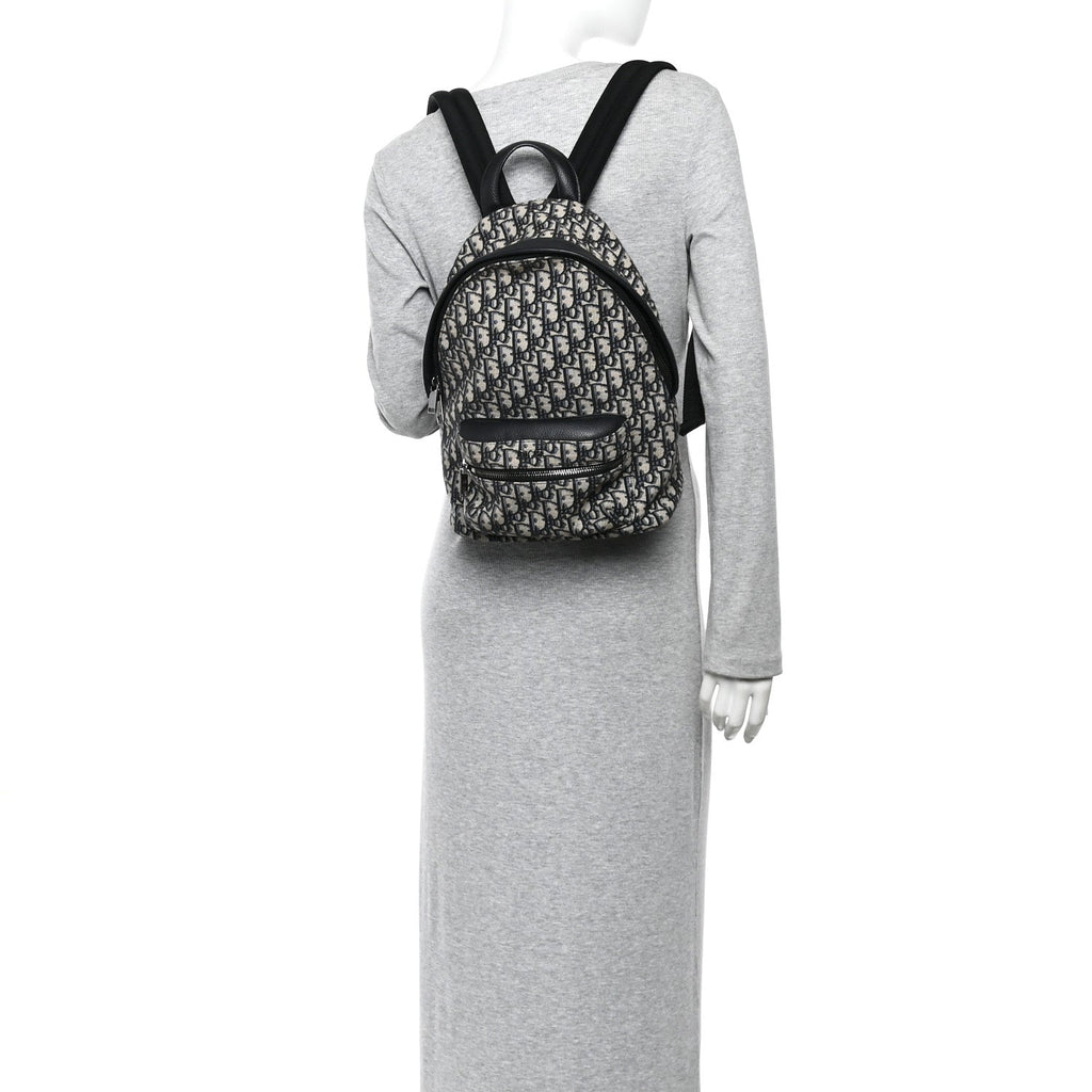 Christian Dior Oblique Calfskin Rider Kid's Backpack Beige Black