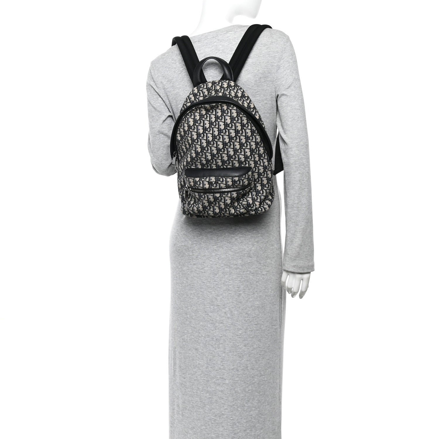 Christian Dior Oblique Calfskin Rider Kid's Backpack Beige Black