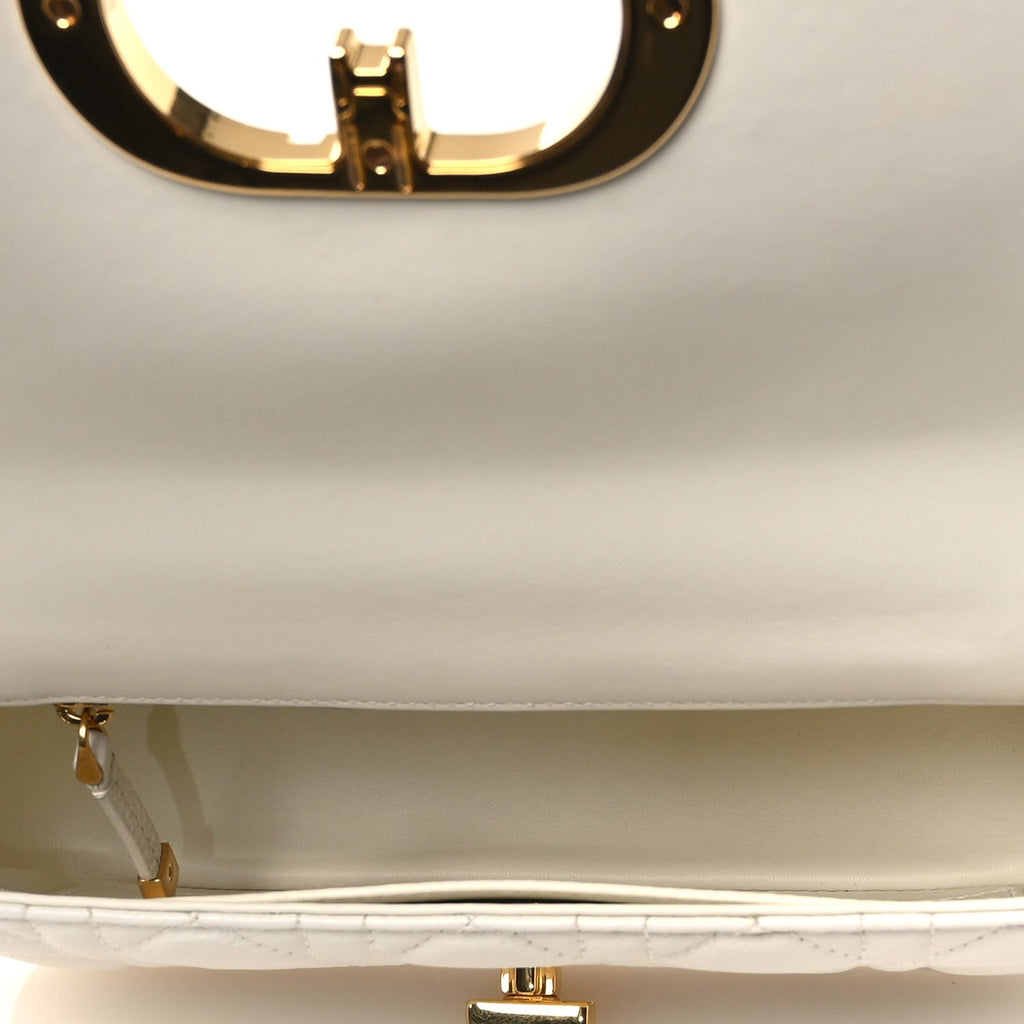 Christian Dior Lambskin Cannage Small Caro Bag Ivory