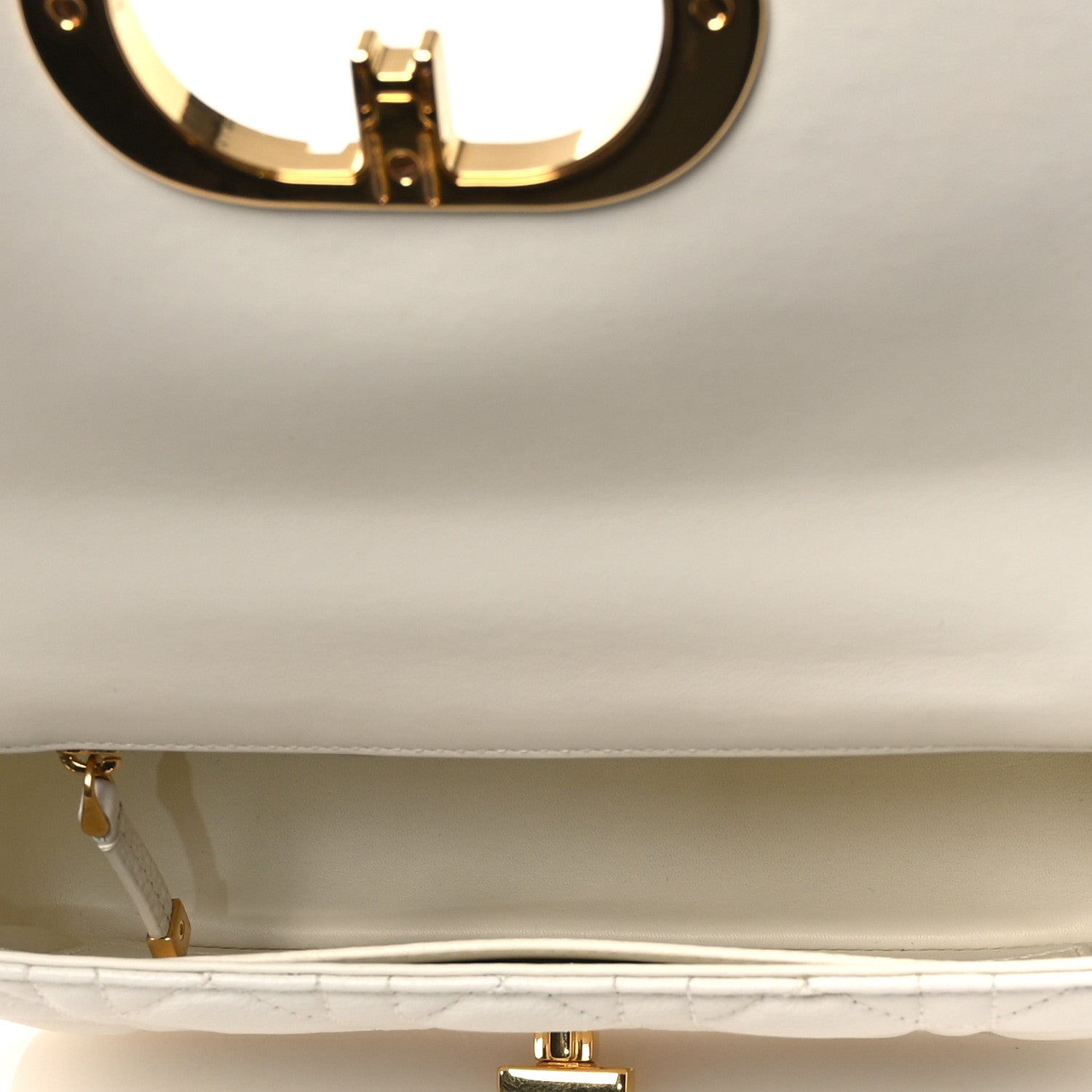 Christian Dior Lambskin Cannage Small Caro Bag Ivory