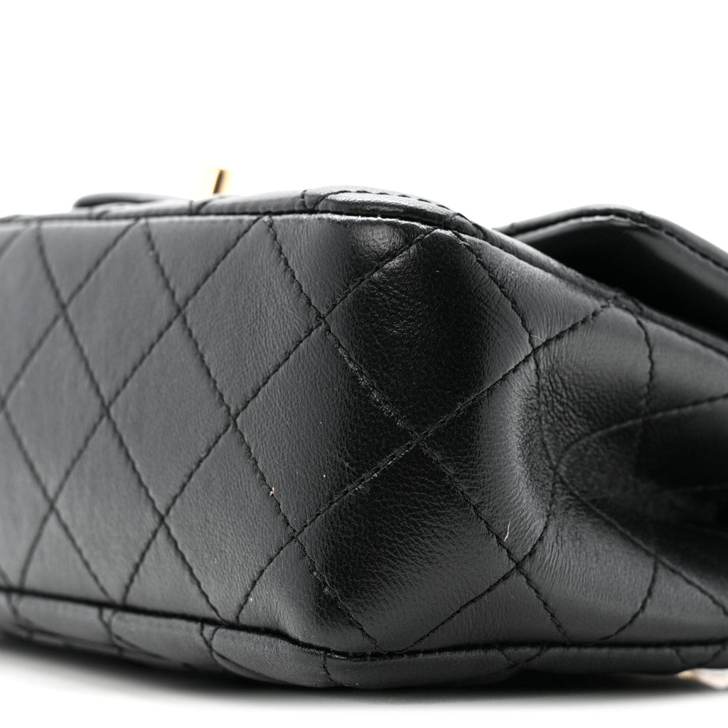 Chanel Lambskin Quilted Mini Rectangular Pearl Crush Flap Black
