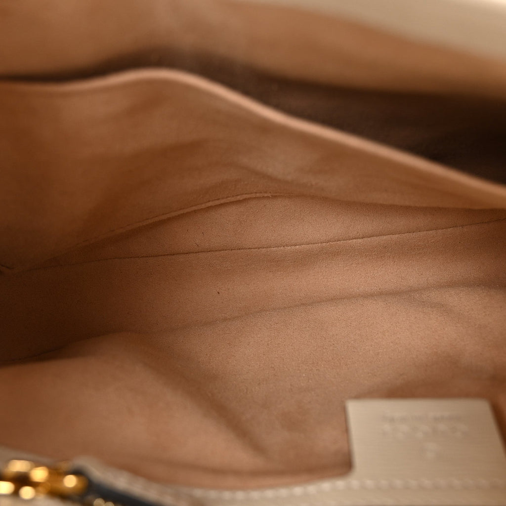 Gucci GG Supreme Monogram Azalea Calfskin Web Small Jackie 1961 Hobo Beige Ebony Mystic White