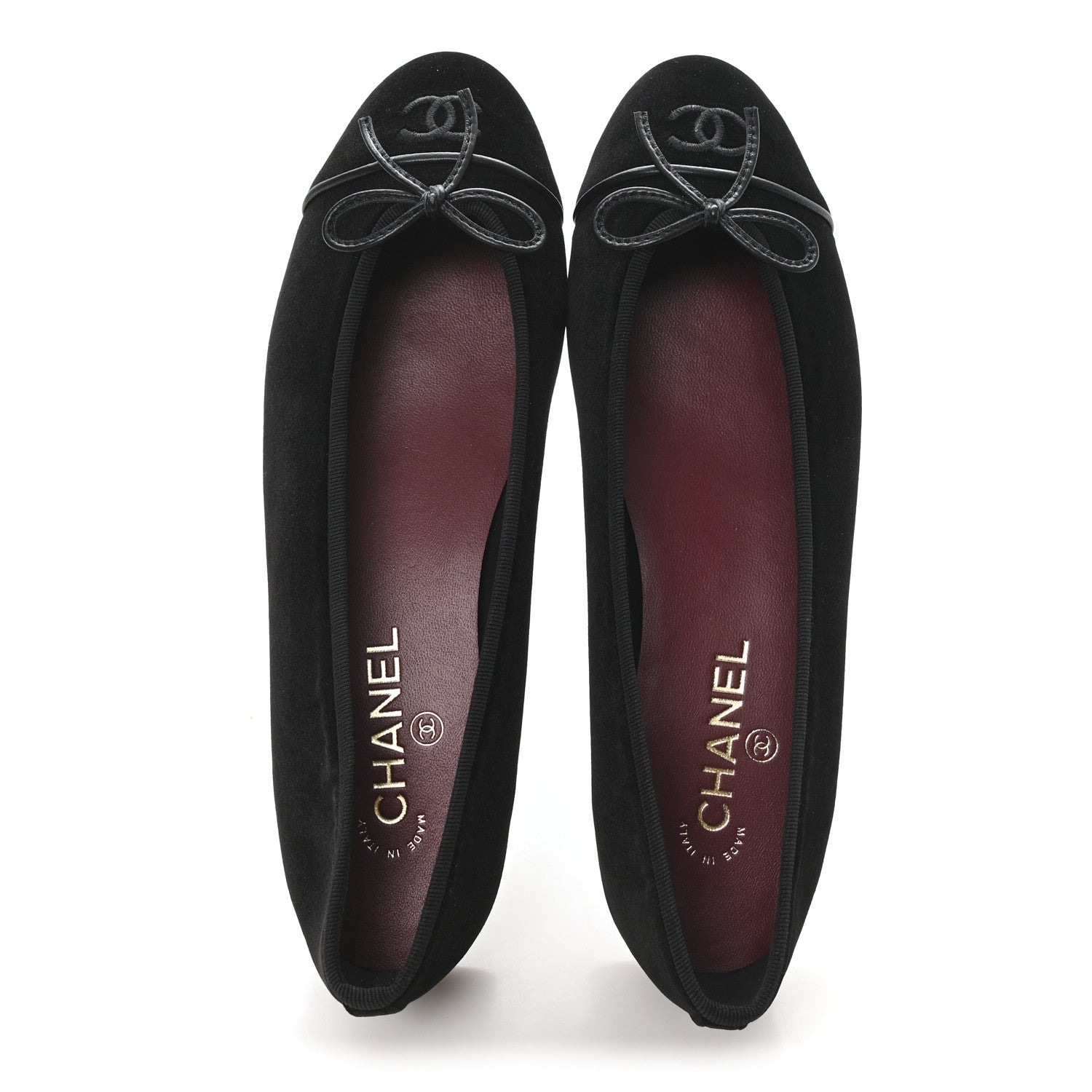Chanel Suede Cap Toe CC Ballerina Flats 41 Black