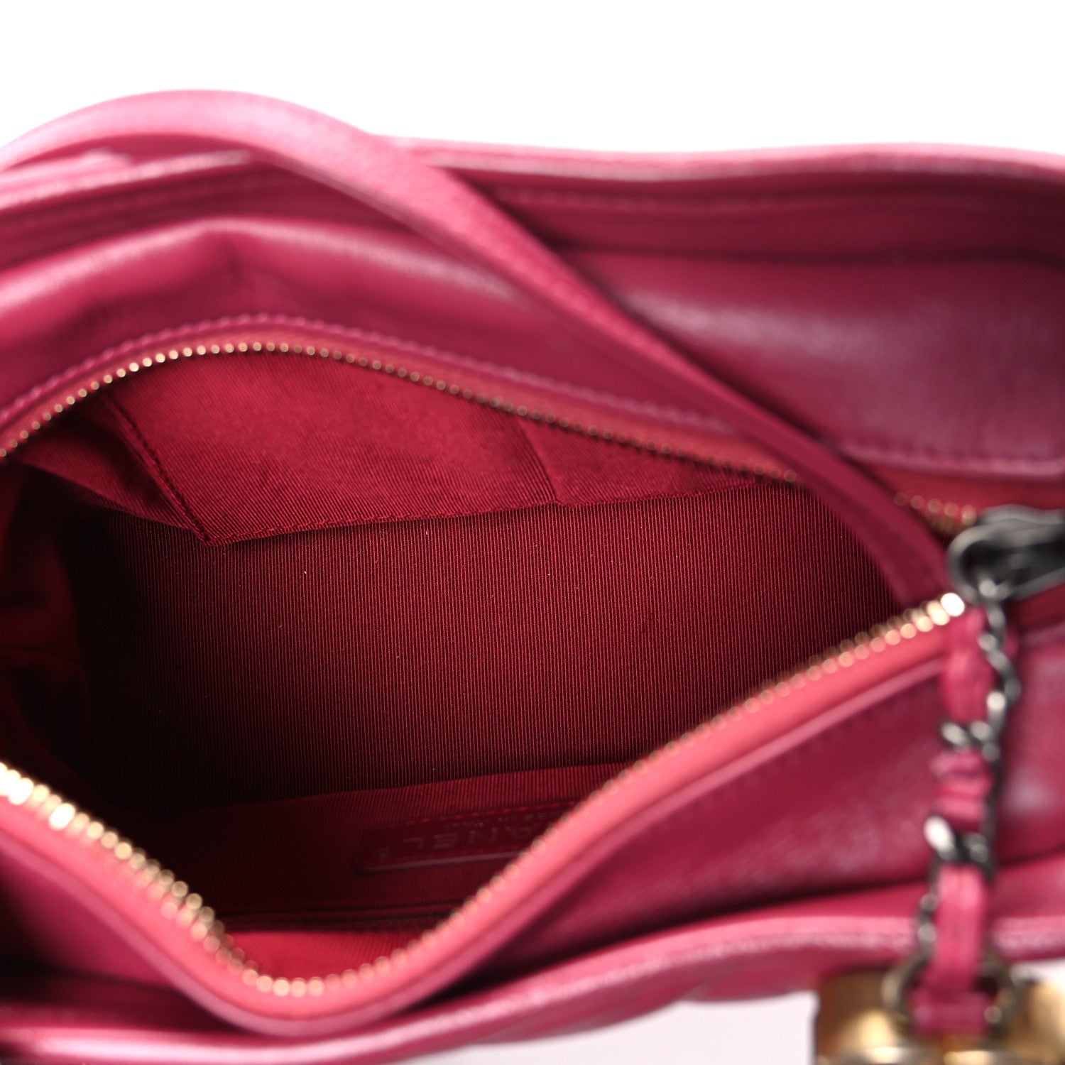 Chanel Aged Calfskin Chevron Quilted Small Gabrielle Hobo Dark Pink