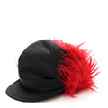 Prada Re-Nylon Curly Faux Fur Mens Ear Flap Baseball Hat L Black Cerise